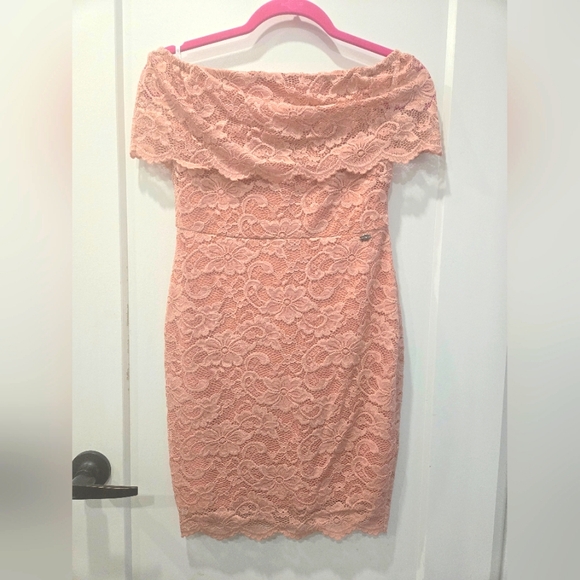 Guess Off the Shoulder Rosemary Lace Dress - Picture 1 of 4